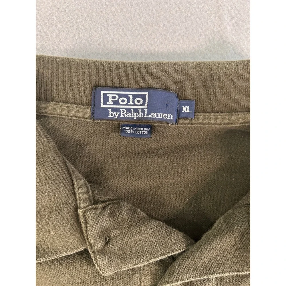 Polo Ralph‎ Lauren Polo Shirt Mens XL Olive Green Long Sleeve Pique Cotton Logo